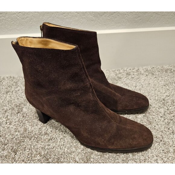 Ann Taylor Loft Shoes - Ann Taylor Loft Size 9.5 Dark Brown Suede Leather Heeled Ankle Bootie 2" heel
